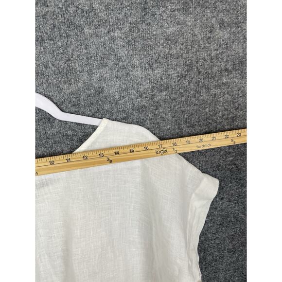 Tero Millennio 100% Linen Top White Women's Medium Boho, Lagon Look - Picture 4 of 13